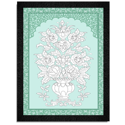 A traditional floral pot framed wall art painting by DSF Wall Art.