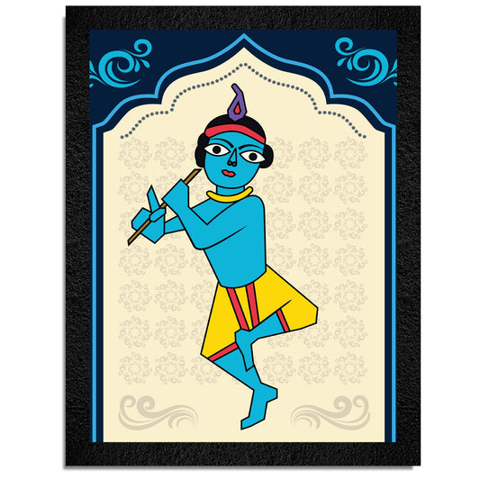 A framed Lord Krishna flute painting by DSF Wall Art.