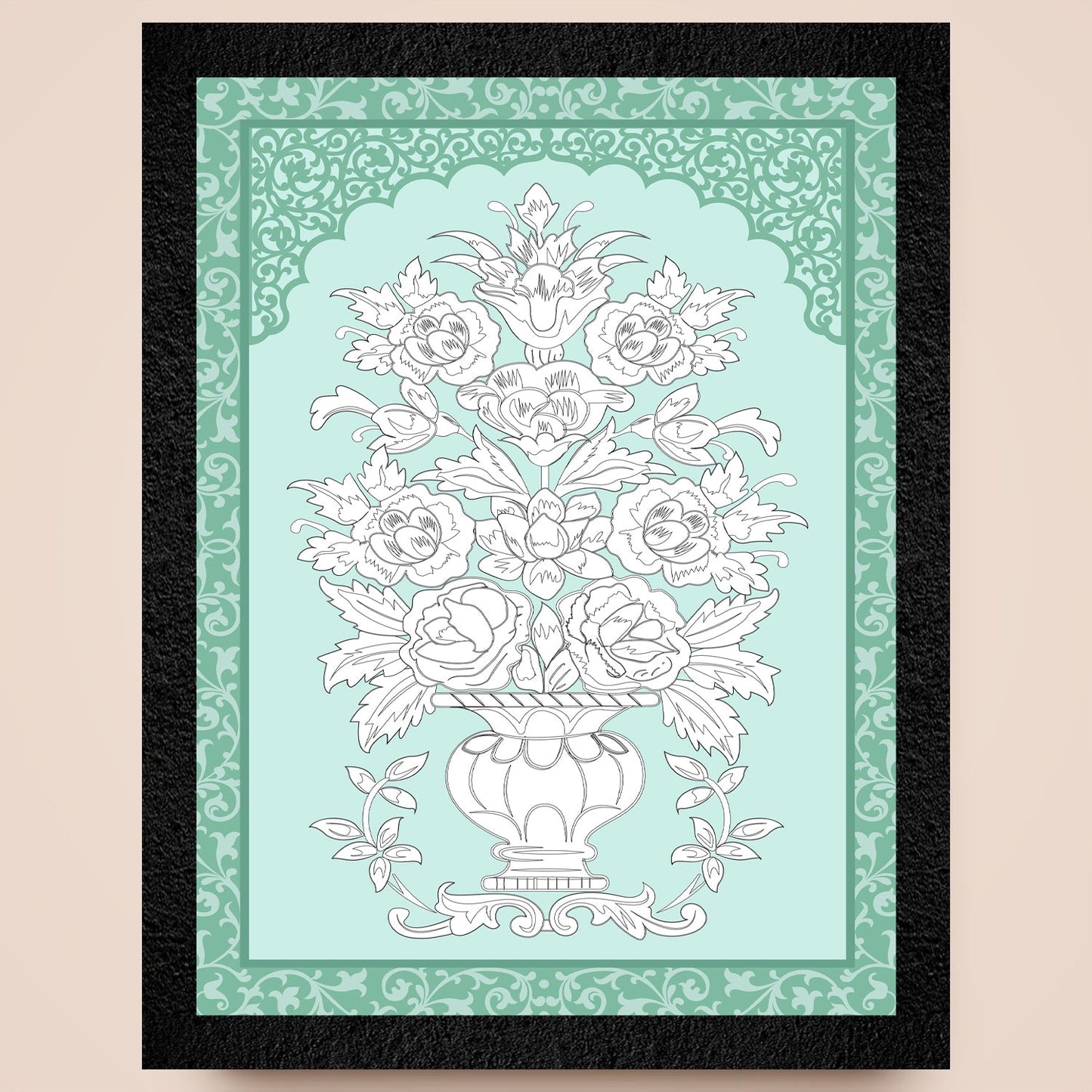 A traditional floral pot framed wall art painting by DSF Wall Art.