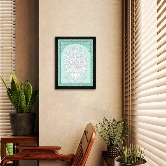 A traditional floral pot framed wall art painting by DSF Wall Art.