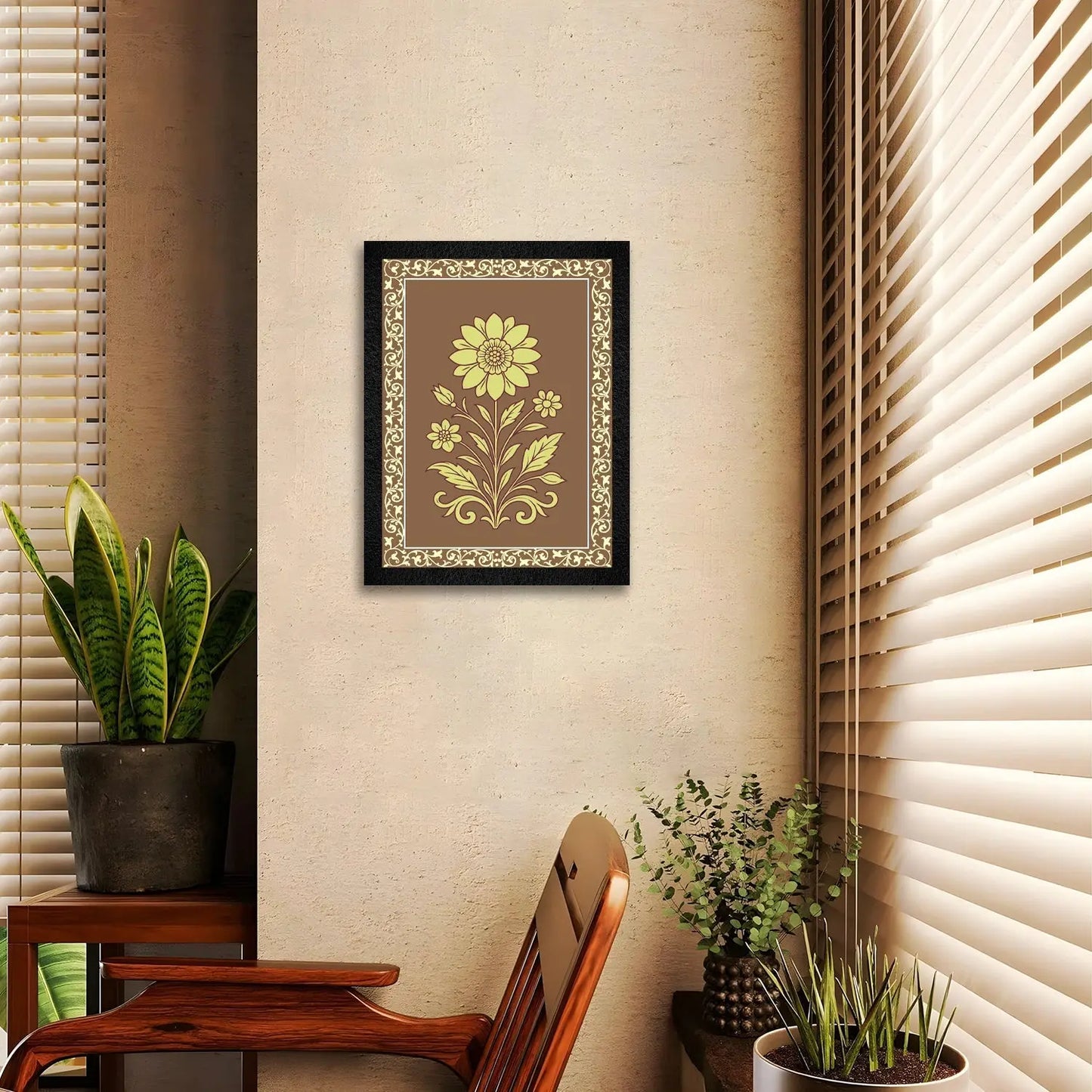 Lotus Flower Painting - Modern Framed Floral Wall Art for Serenity & Home Decor