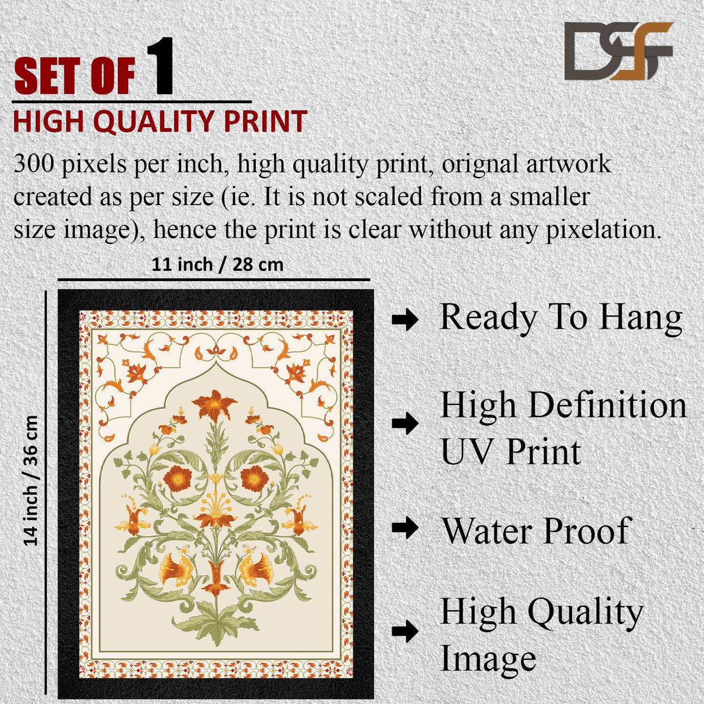A framed vibrant abstract flower painting by DSF Wall Art.