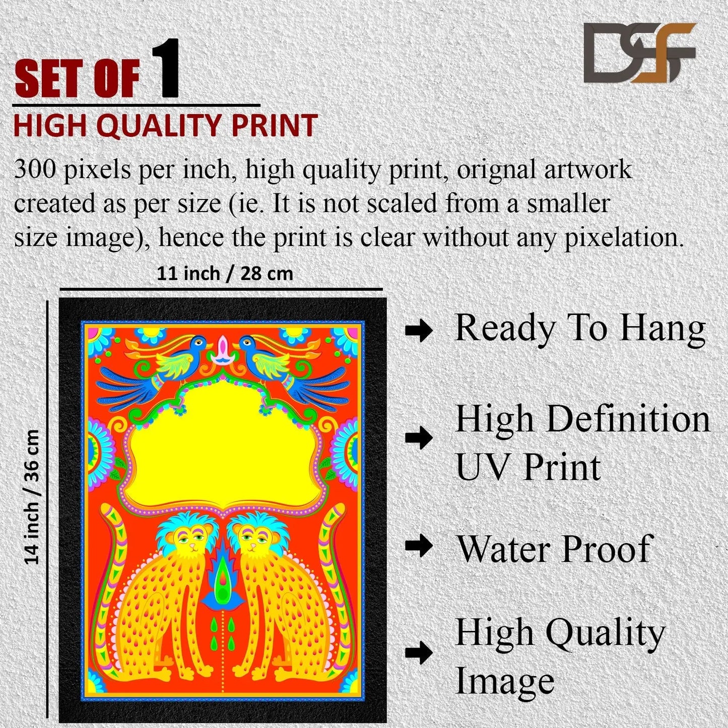 A traditional Indian folk art painting of two monkeys by DSF Wall Art.