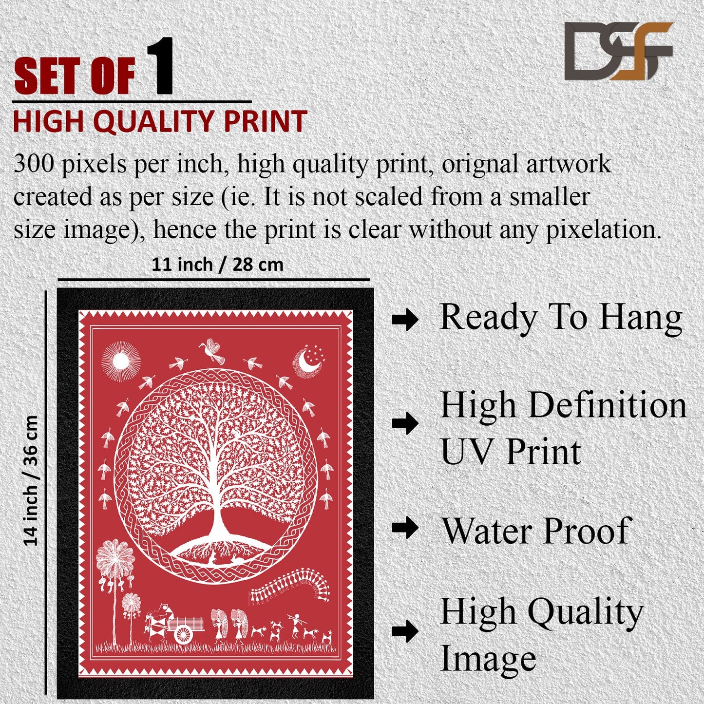 A traditional Warli Art framed wall painting by DSF Wall Art.