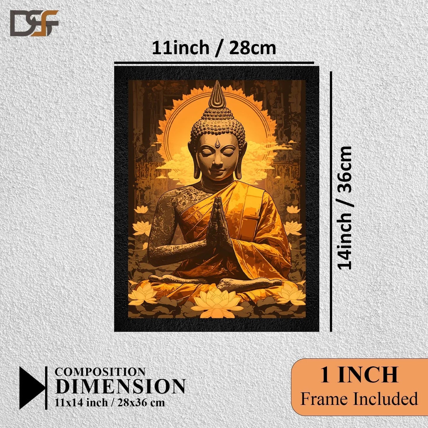 DSF Wall Art ke is Buddha meditation painting ko living room ke liye istemal karein, jo peace aur serenity ke liye perfect hai. Yeh framed wall art ek modern aur spiritual look deta hai.
