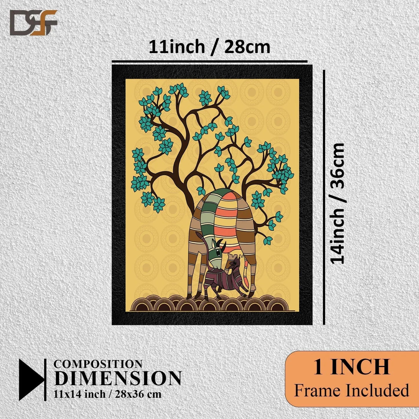 A mother deer and fawn folk art painting by DSF Wall Art.