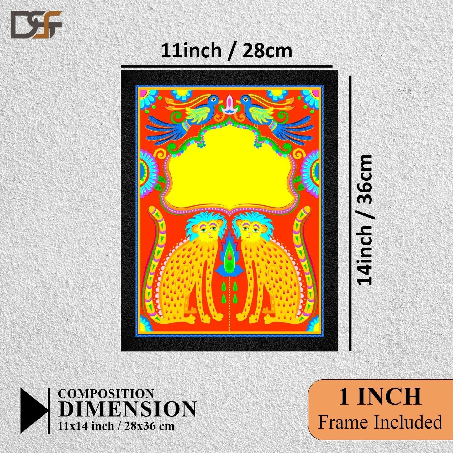 A traditional Indian folk art painting of two monkeys by DSF Wall Art.