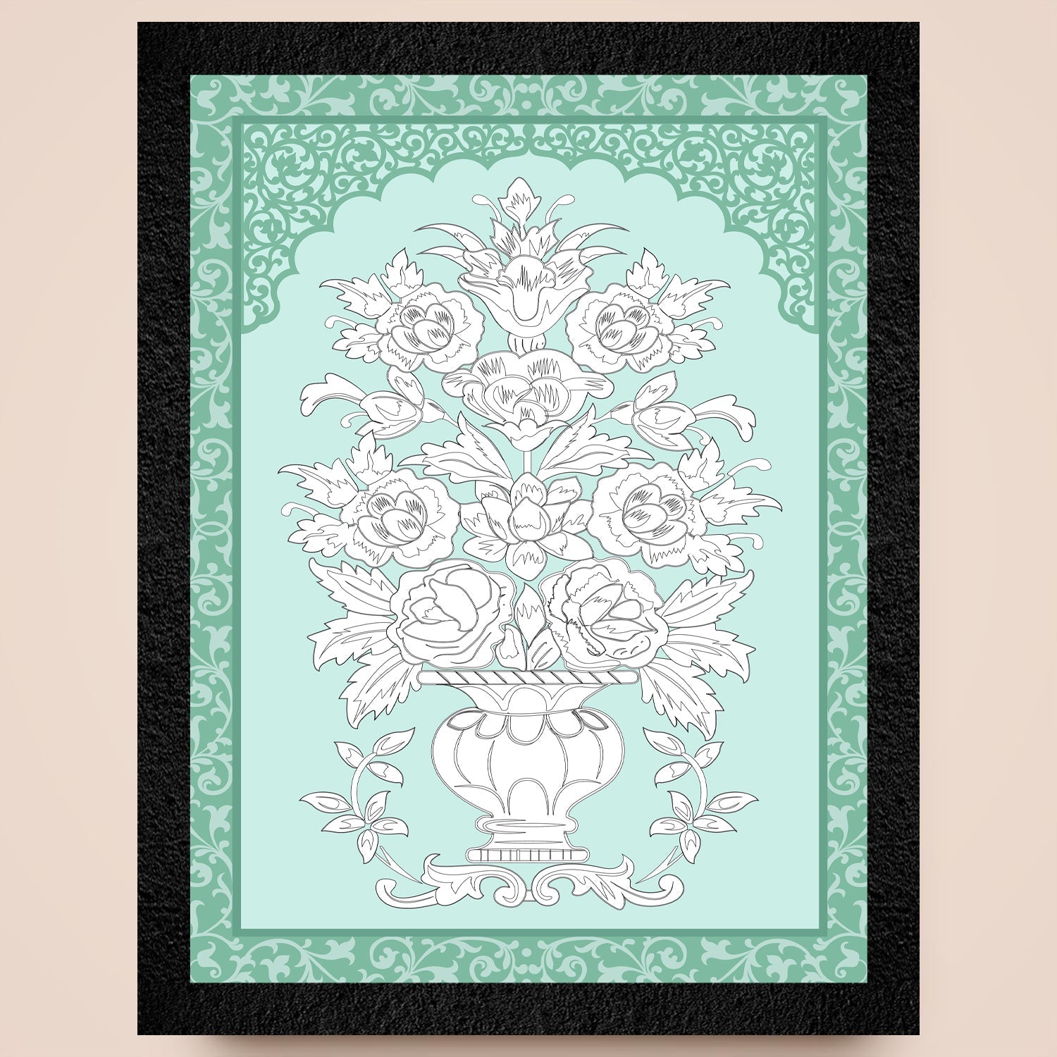 A traditional floral pot framed wall art painting by DSF Wall Art.