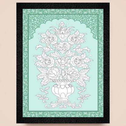 A traditional floral pot framed wall art painting by DSF Wall Art.
