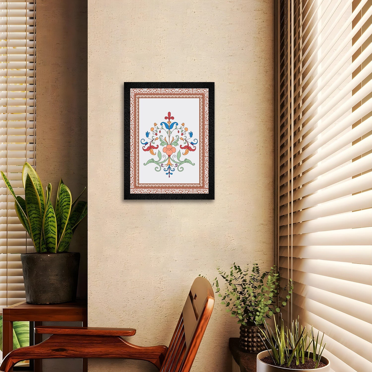 Floral Painting - Modern Framed Flower Wall Art for Elegant Home Decor