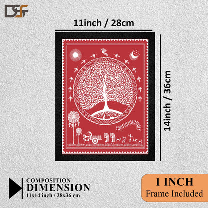 A traditional Warli Art framed wall painting by DSF Wall Art.