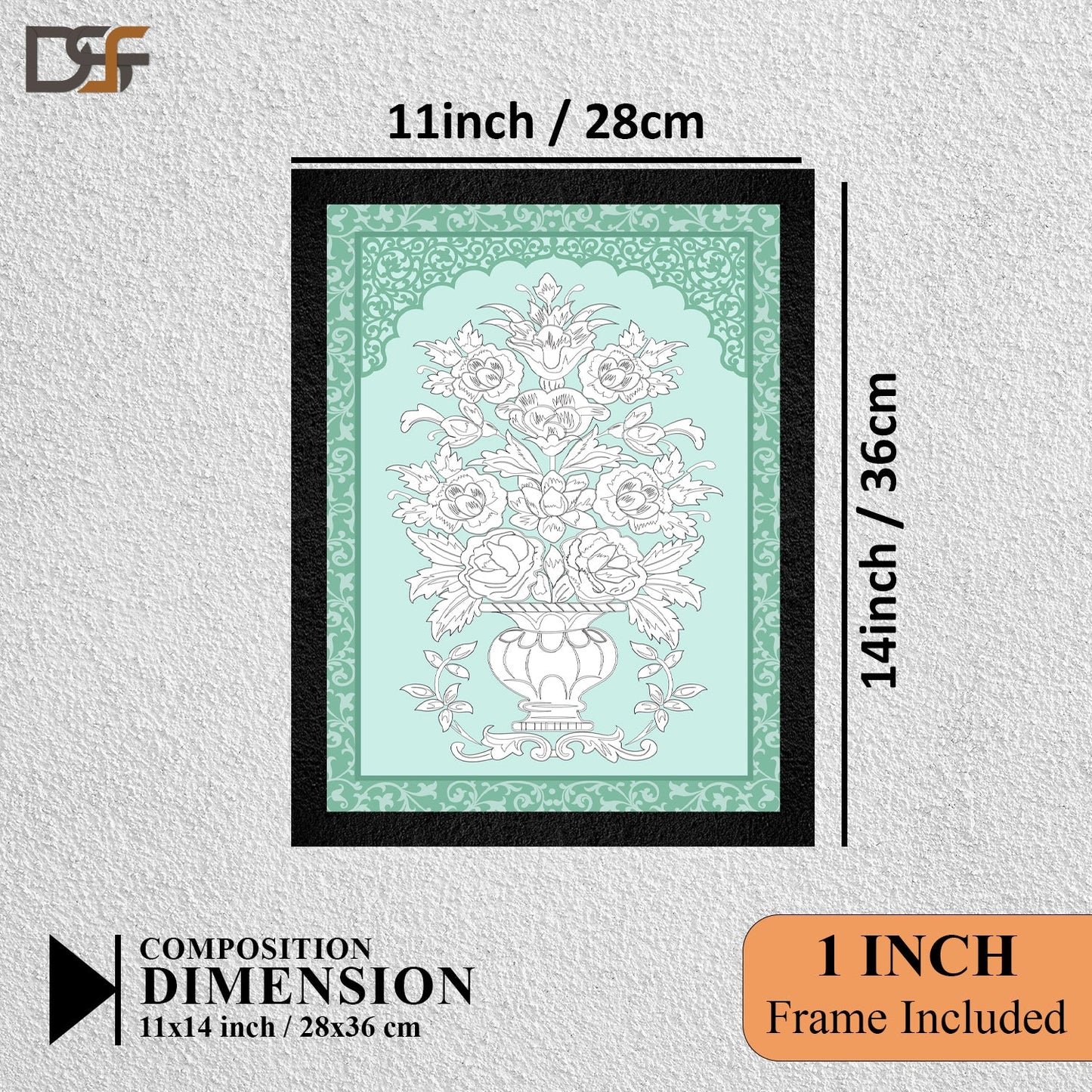 A traditional floral pot framed wall art painting by DSF Wall Art.