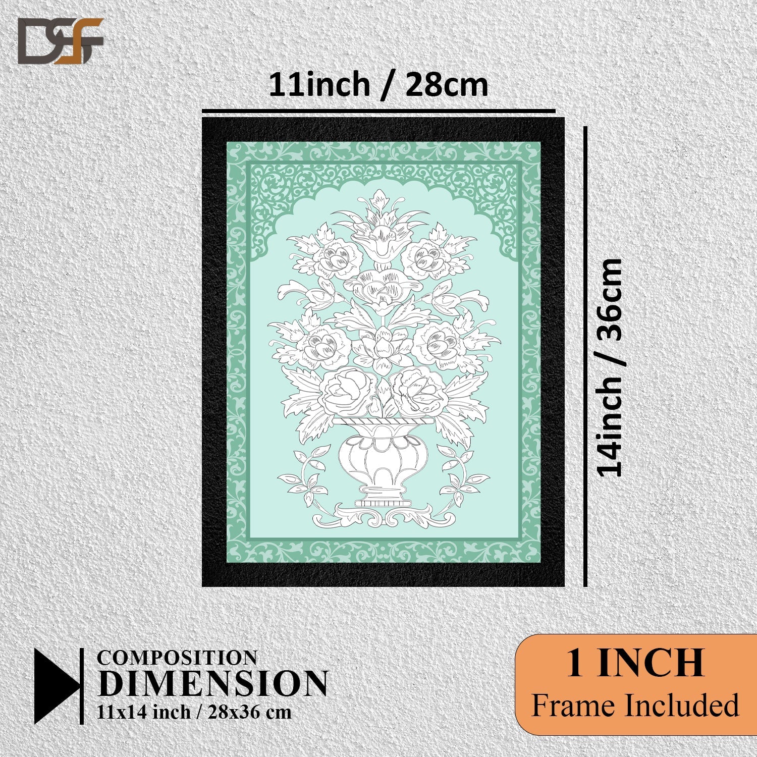 A traditional floral pot framed wall art painting by DSF Wall Art.