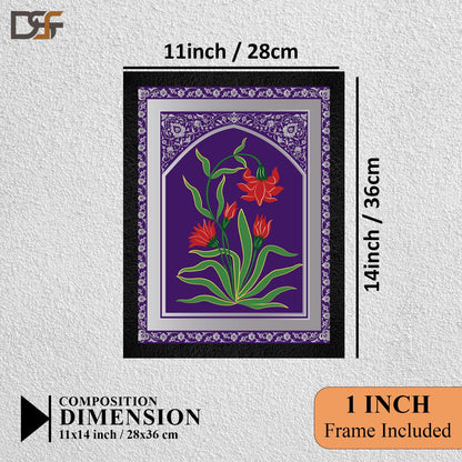 A traditional framed wall art painting of a red flower plant by DSF Wall Art.